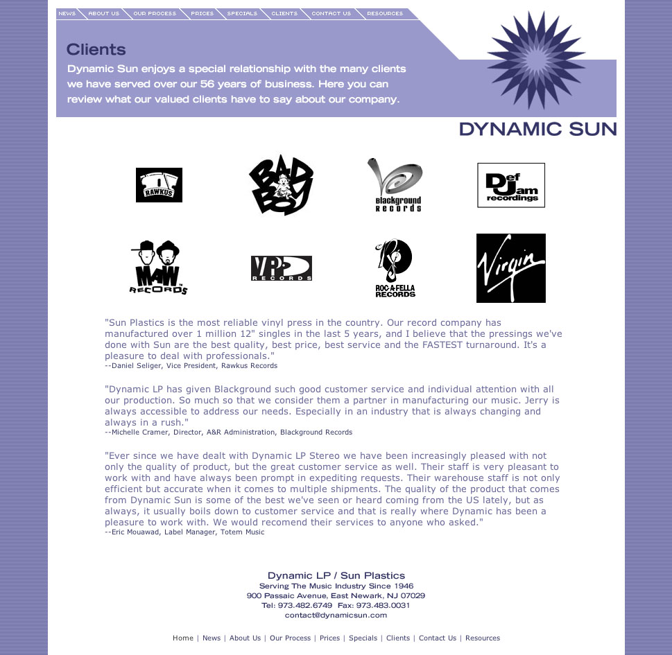 Website design Dynamic Sun